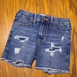 Abercrombie Kids Blue Distressed Denim High Rise Bike Shorts - Girl's 11/12